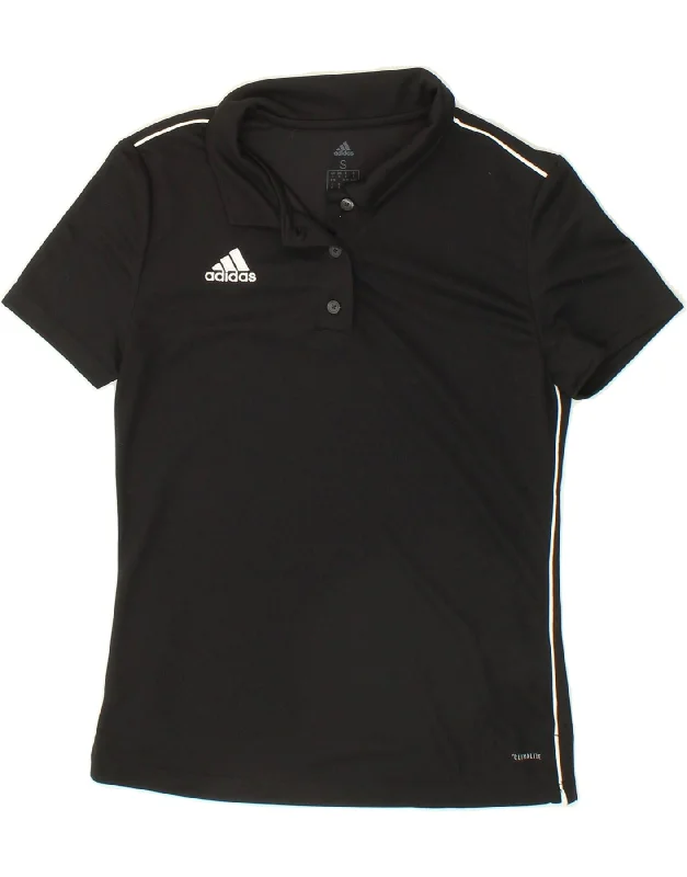 ADIDAS Womens Polo Shirt UK 8/10 Small Black Comfortable Knit Short Shirt