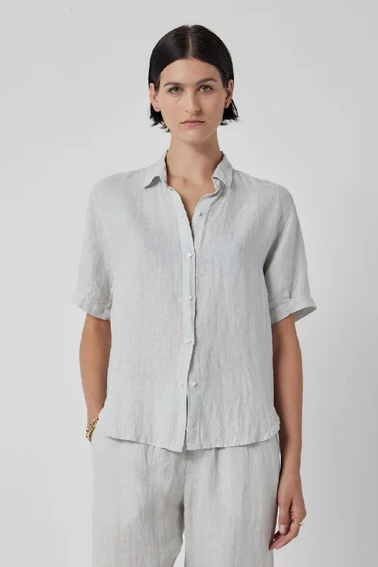 CLAREMONT LINEN SHIRT Classic Denim Short Sleeve