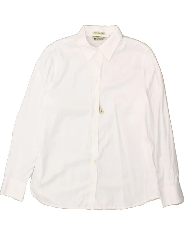 EDDIE BAUER Womens Shirt UK 16 Large White Cotton Fashionable Short Sleeve Shirt