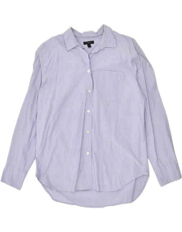 J. CREW Womens Shirt UK 12 Medium Purple Cotton Elegant Lace-Trimmed Short Shirt