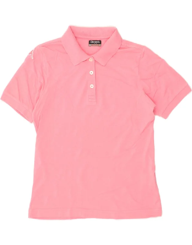 KAPPA Womens Polo Shirt UK 12 Medium Pink Cotton Comfortable Peplum Short Shirt