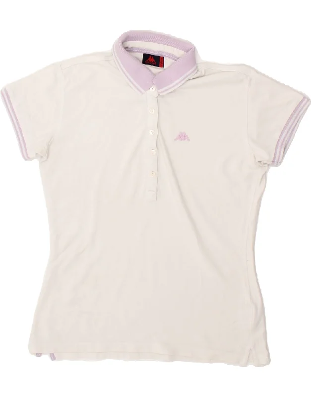 KAPPA Womens Polo Shirt UK 18 XL White Cotton Classic Basic Short Shirt