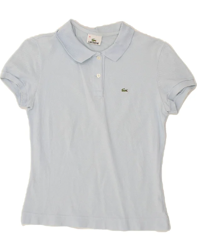 LACOSTE Womens Polo Shirt Size 40 Medium Blue Cotton Classic Cropped Short Sleeve