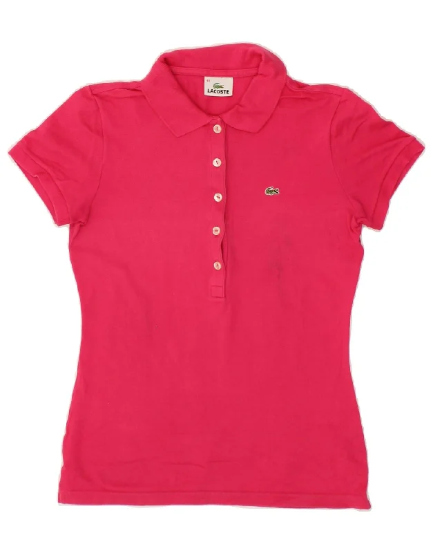 LACOSTE Womens Polo Shirt Size 40  Medium Pink Cotton Fashionable Short Sleeve Vest