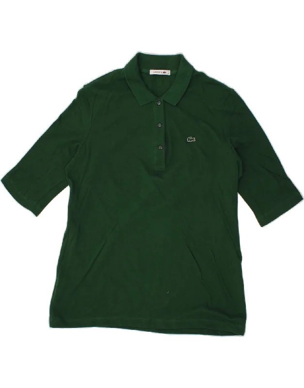 LACOSTE Womens Polo Shirt Size 46 XL Green Cotton Relaxed Fit Short Blouse