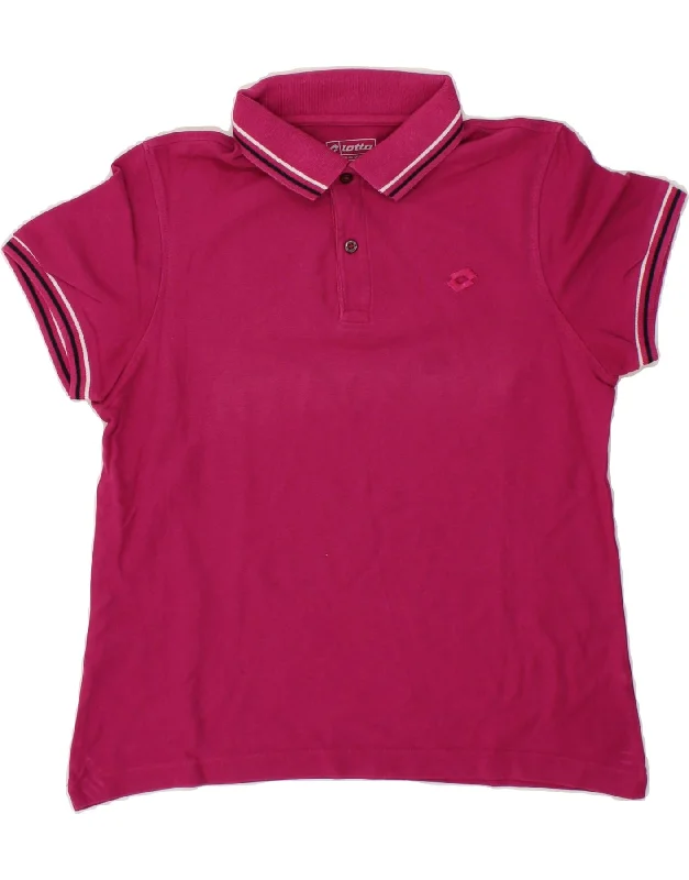 LOTTO Womens Polo Shirt UK 10 Small Pink Elegant Silk Short Shirt