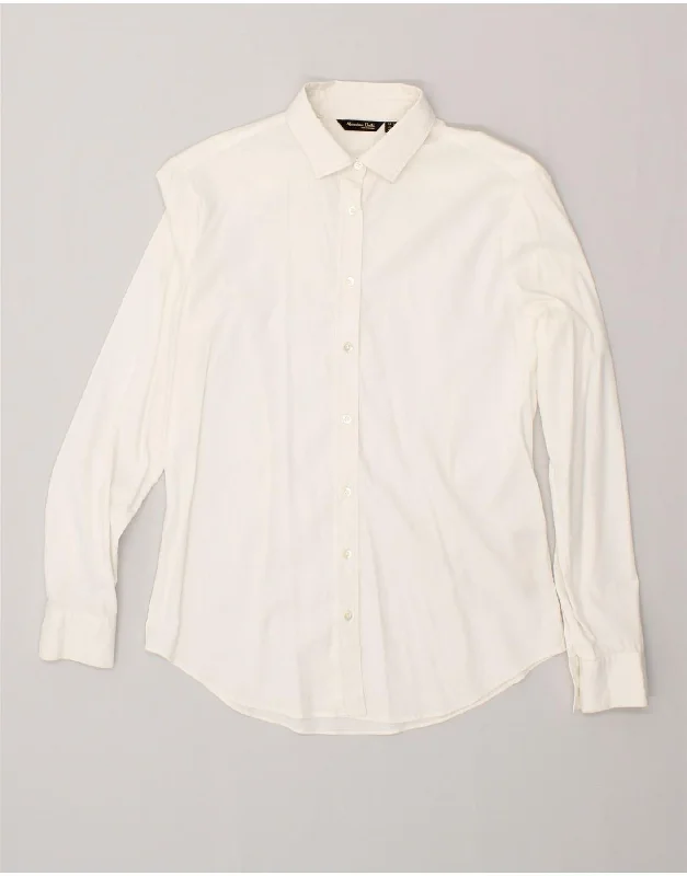 MASSIMO DUTTI Womens Shirt EU 38 Medium White Cotton Fashionable Tied Short Sleeve