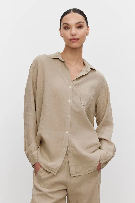 MULHOLLAND LINEN SHIRT Relaxed Fit Short Blouse