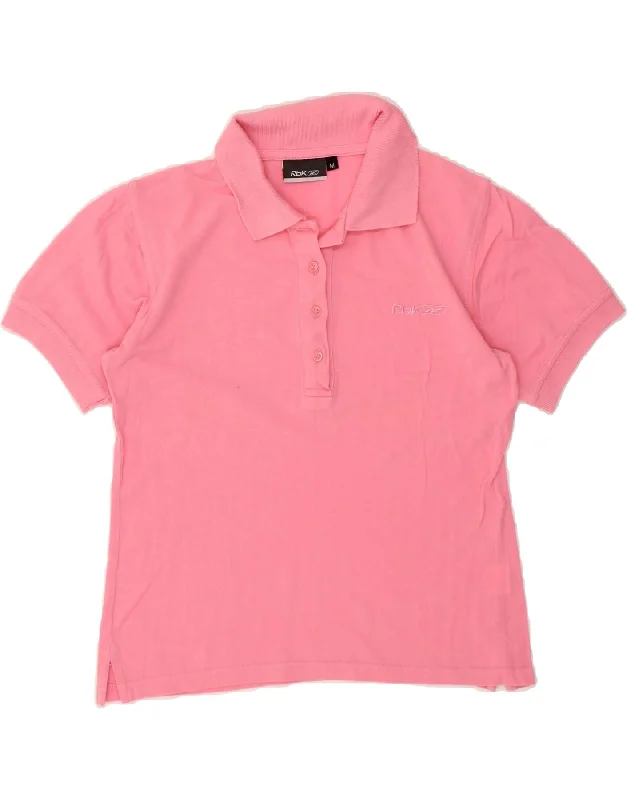 REEBOK Womens Polo Shirt UK 14 Medium Pink Cotton Casual Cotton Short Shirt