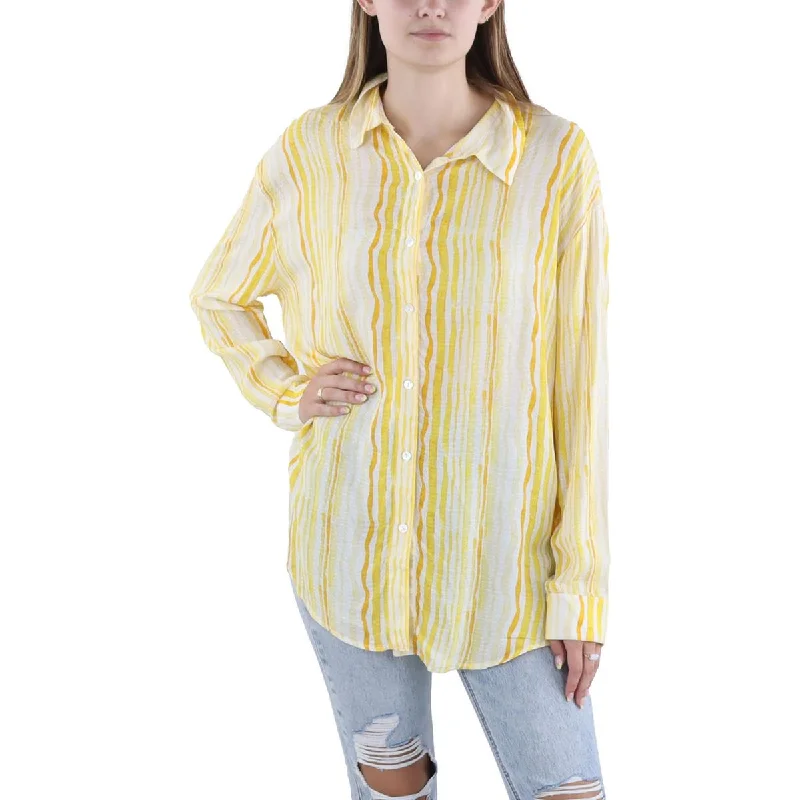 Sage The Label Womens Day IN THE SUN Sunny Long Shirt Button-Down Top Comfortable Knit Short Shirt