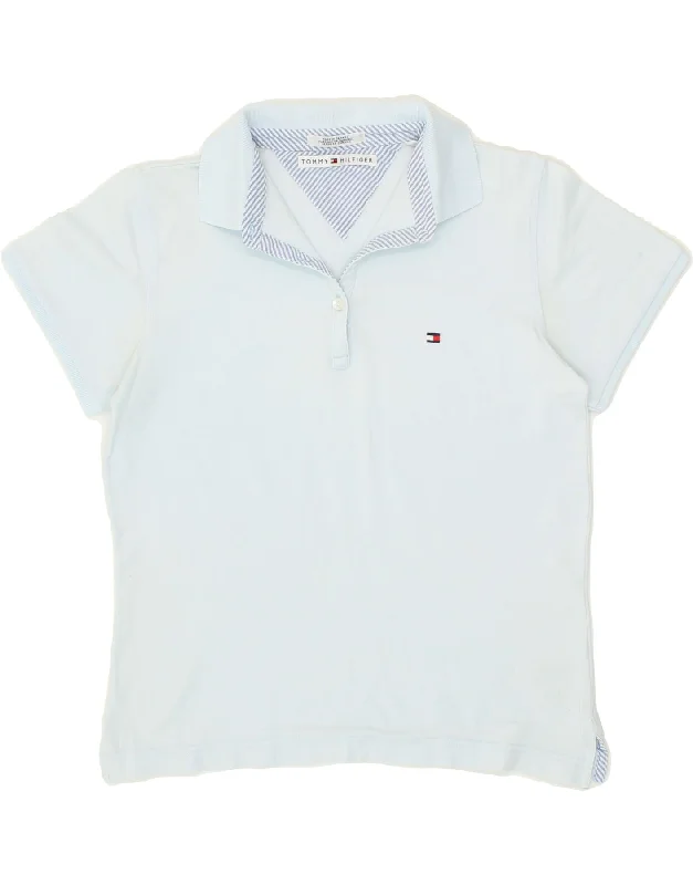 TOMMY HILFIGER Womens Polo Shirt UK 10 Small Blue Cotton Soft Cotton Short Tee