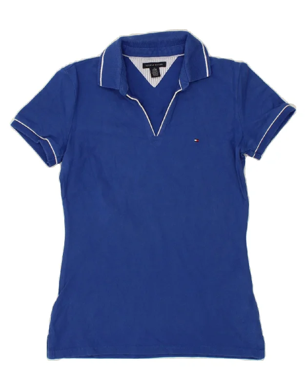 TOMMY HILFIGER Womens Polo Shirt UK 6 XS Blue Cotton Comfortable Short Sleeve Tee