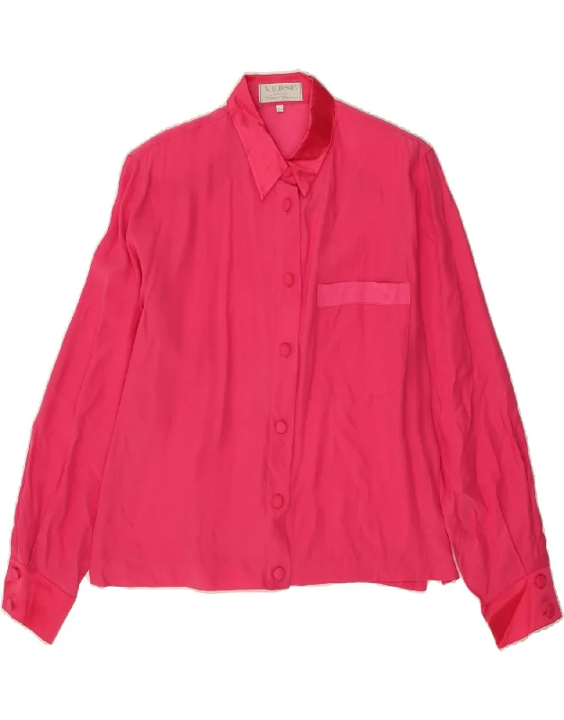 VERSE Womens Shirt EU 38 Medium Pink Trendy Turtleneck Short Shirt