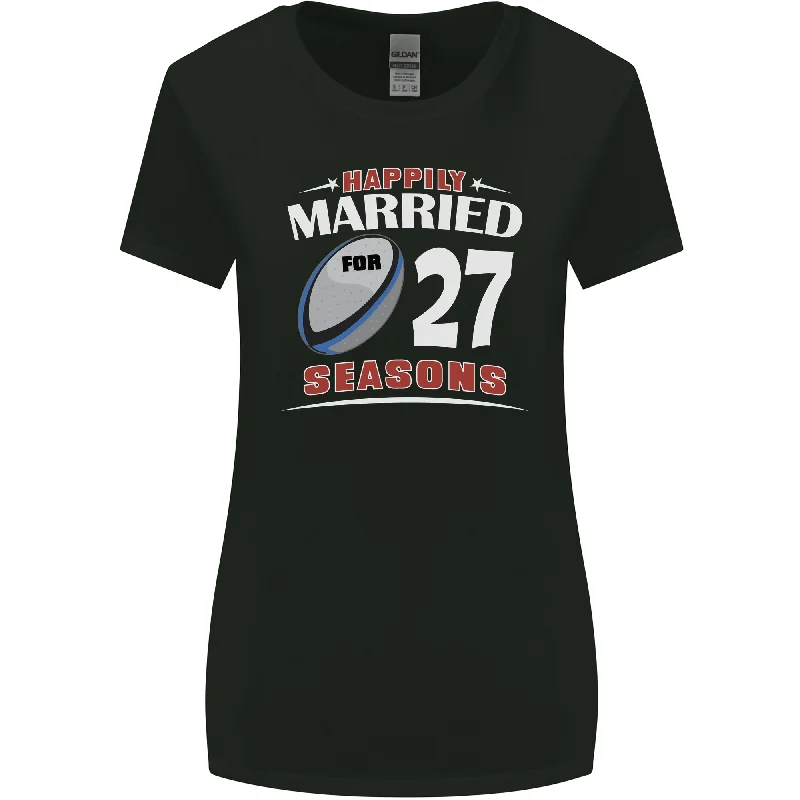 27 Year Wedding Anniversary 27th Rugby Womens Wider Cut T-Shirt Oversized T-Shirt Spandex breathable