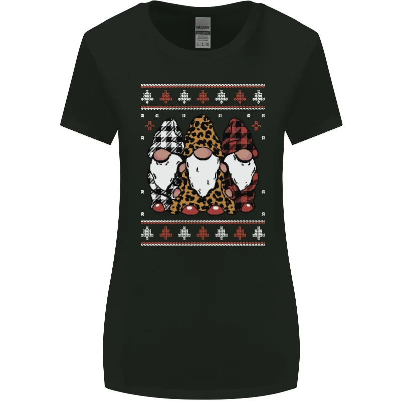 3 Christmas Gnomes Wearing Pajamas Xmas Womens Wider Cut T-Shirt Terry Blend Velvet Blend Canvas Blend