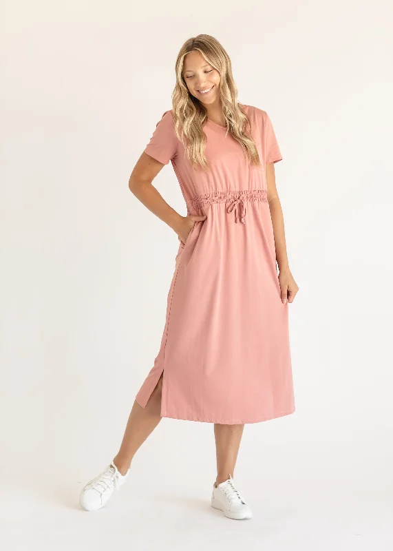 Ashley Short Sleeve Midi Dress Stylish Midi Dress with Cuffs