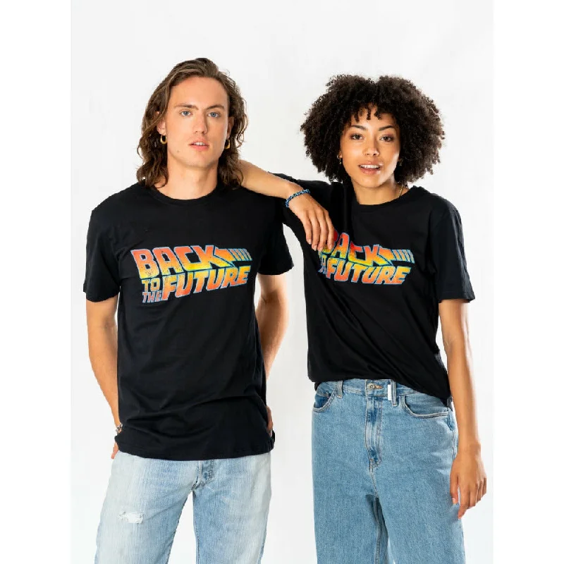 Back To The Future Logo T-Shirt 1980s Print Jacquard Patchwork