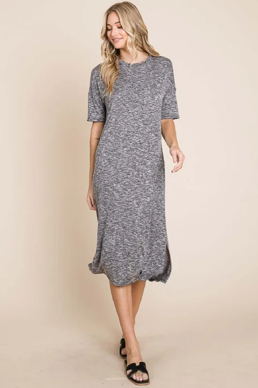 Round Neck Half Sleeve Midi Dress Stylish Vintage Midi Dress