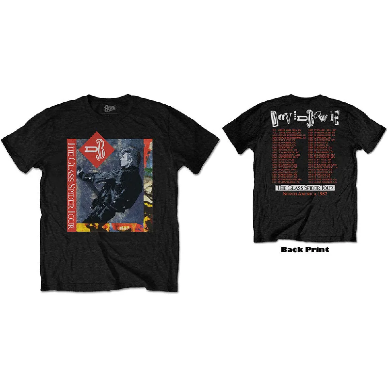 David Bowie | Official Band T-Shirt | Glass Spider Tour (Back Print) Chenille Brocade Lace