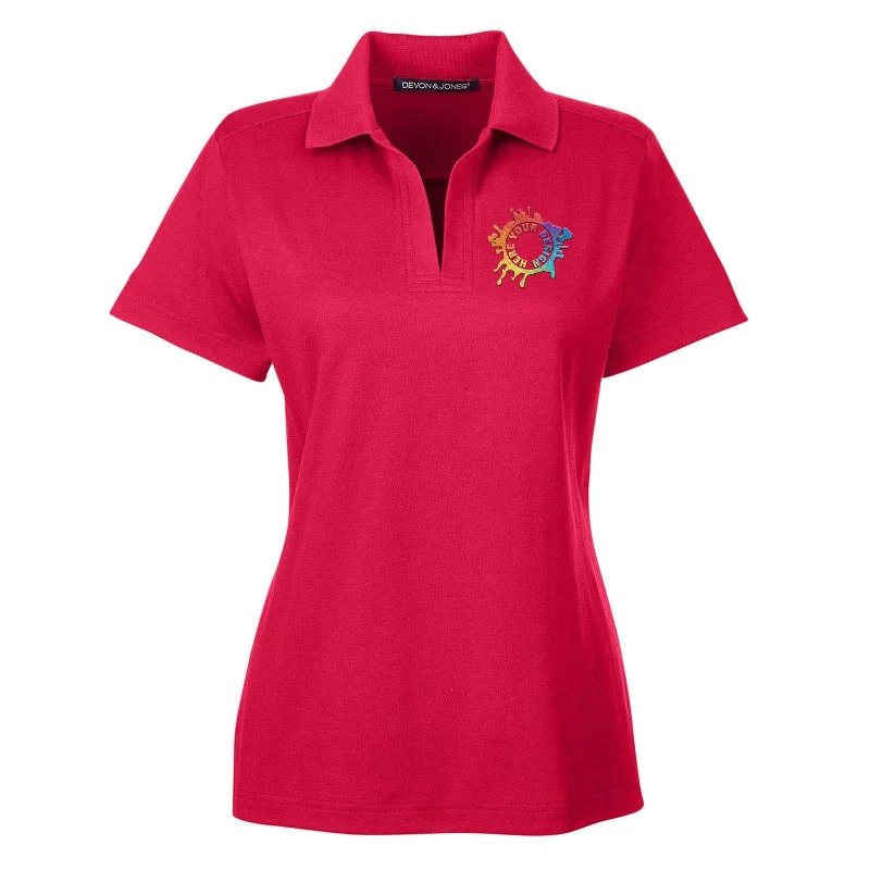 Devon & Jones CrownLux Performance Polyester/Cotton Blend Women's Plaited Polo T-Shirt Embroidery Handmade Hand-knitted Hand-woven