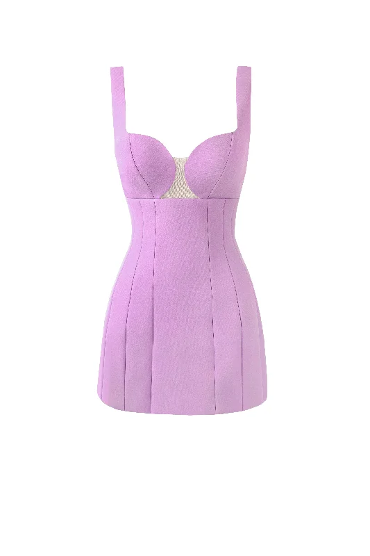 Glossy ultra mini dress in lavender with cutouts Classic Striped Mini Dress