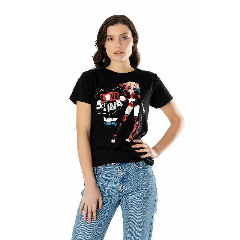 Harley Quinn Black Love Stinks T-Shirt DC Adult Rayon Fabric Velvet Fabric Corduroy Fabric