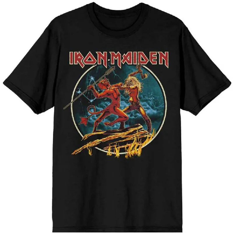 Iron Maiden | Official Band T-Shirt | Number of the Beast Run To The Hills Circular Cashmere Blend Cotton Blend Poly Blend