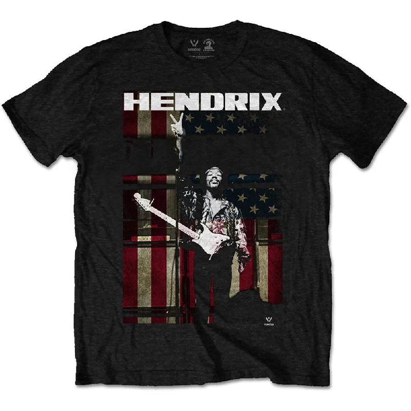 Jimi Hendrix | Official Band T-shirt | Peace Flag Basic T-Shirt Crew Neck Short Sleeve