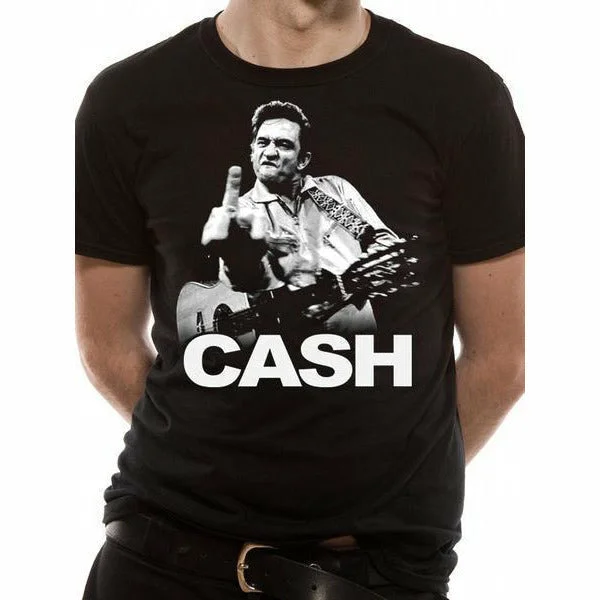 Johnny Cash Finger Unisex T-Shirt Adult Print Jacquard Patchwork