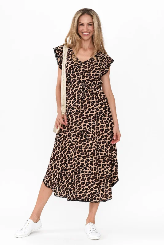 Libby Brown Leopard Midi Dress Elegant Floral Midi Dress