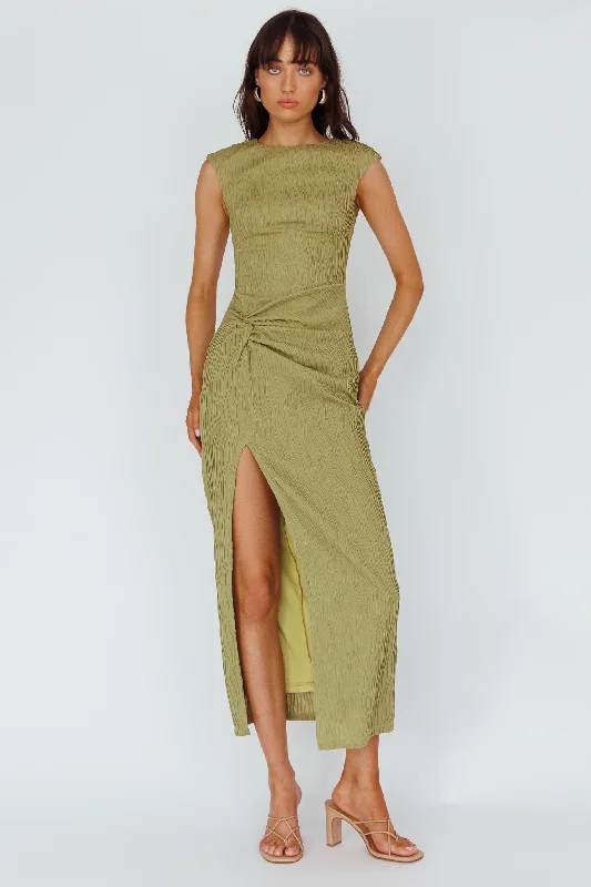 Like A Movie Cap Sleeve Midi Dress Olive Elegant Sleeveless Midi Dress