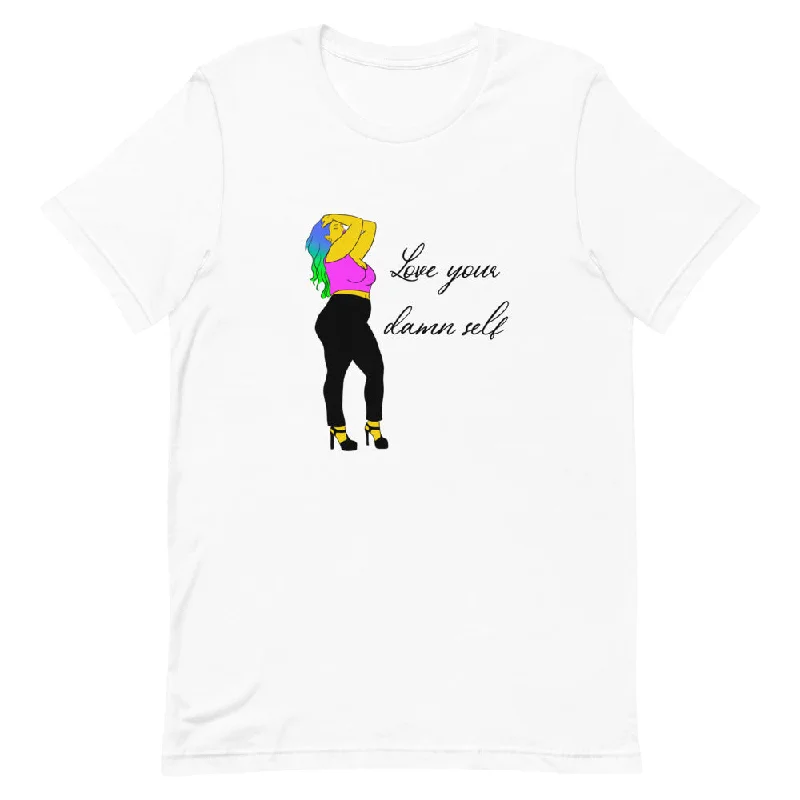 Love Your Damn Self Short-Sleeve Unisex T-Shirt Sequined Glittery Shiny