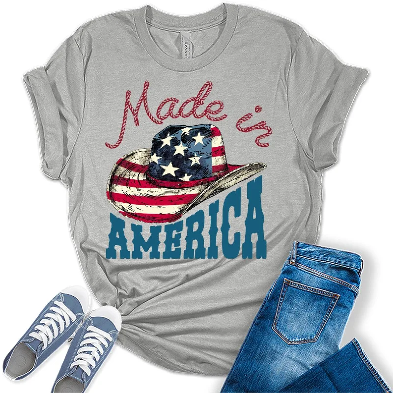 Made In America Cowboy Graphic Tees For Women Real Fur Shearling Chenille