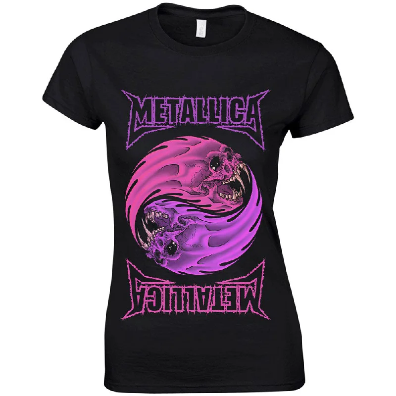 Metallica Ladies T-Shirt: Yin Yang Purple Hooded Caped Shawl Collar