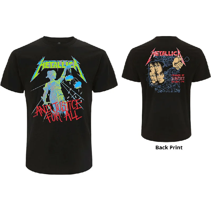 Metallica | Official Band T-Shirt | And Justice For All (Original) (Back Print) Ribbed Striped Patterned