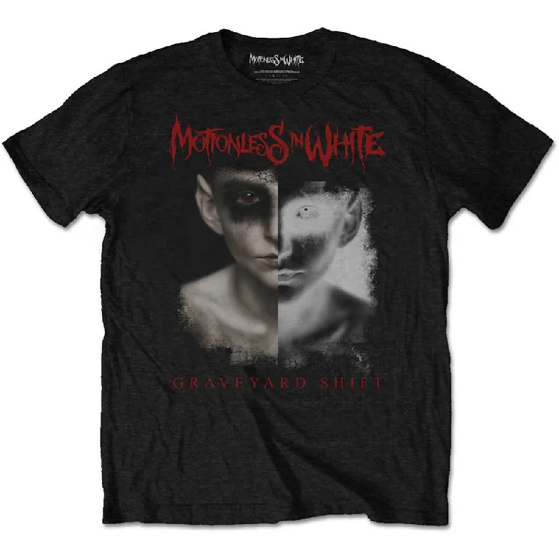 Motionless In White | Official Band T-Shirt | Split Screen Striped Floral Plaid