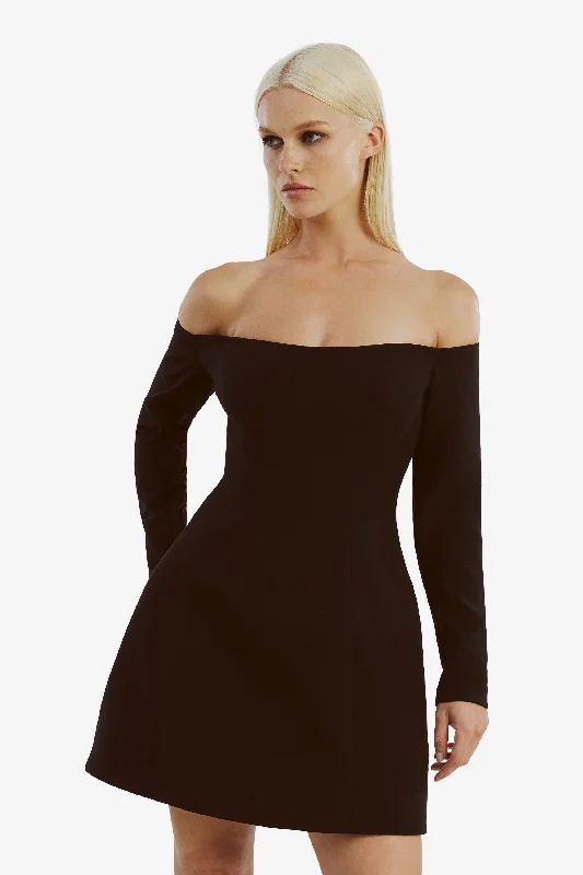 Nadene Hourglass Mini Dress - Black Elegant Sequin Mini Dress