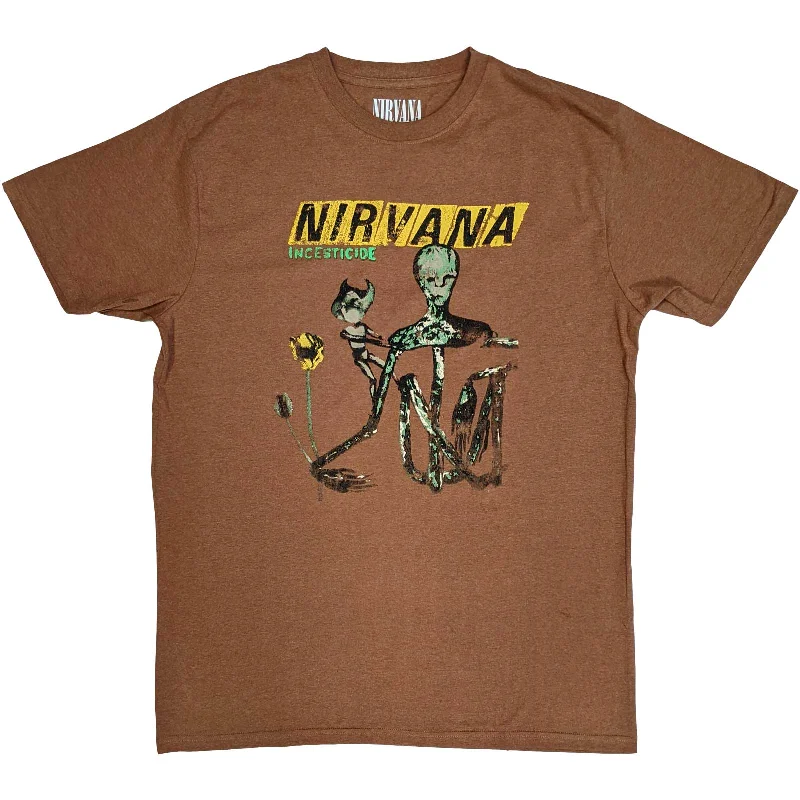 Nirvana | Official Band T-Shirt | Incesticide Solid Color Striped Floral