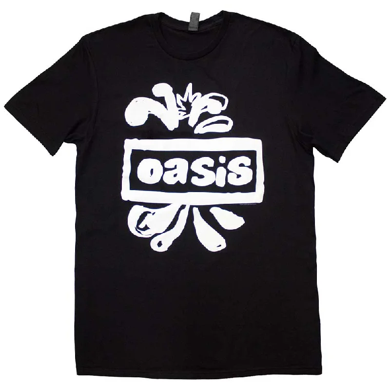 Oasis | Official Band T-Shirt | Logo Splat Print Jacquard Patchwork