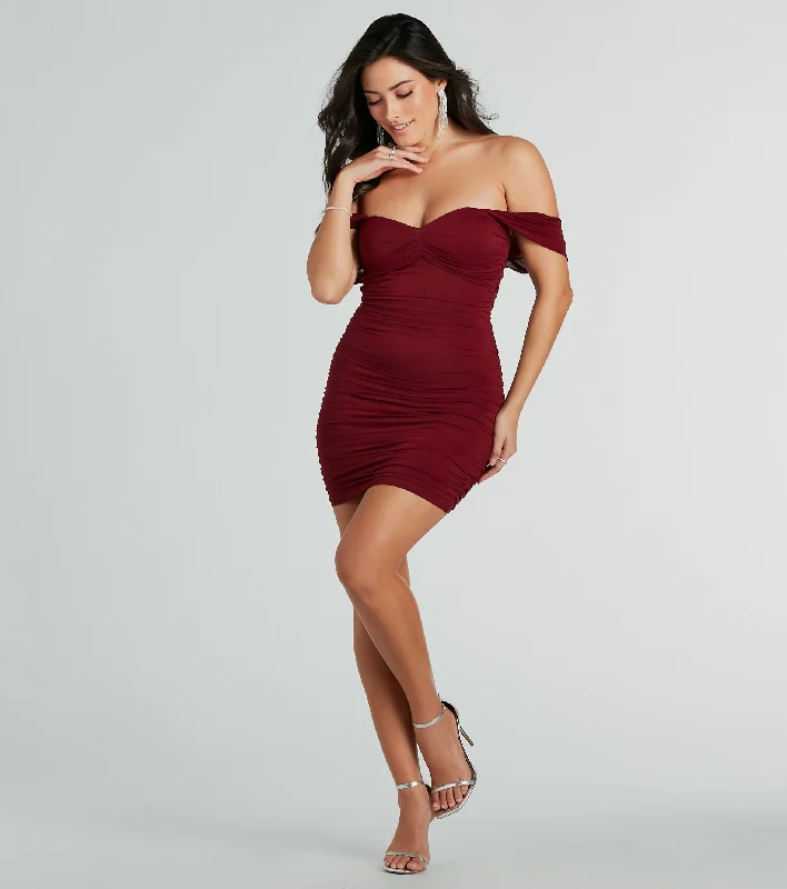 One More Time Mesh Off-The-Shoulder Mini Dress Comfortable Ruffle Mini Dress