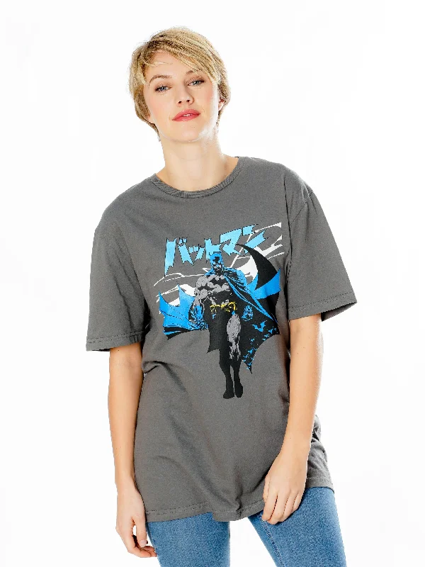 Batman Manga Cape Grey T-Shirt Terry Blend Velvet Blend Canvas Blend