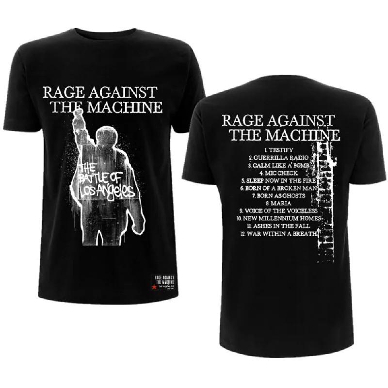 Rage Against The Machine | Official Band T-Shirt | BOLA Album Cover (Back Print) Collared Crew Neck Turtle Neck