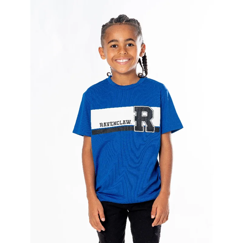 Ravenclaw Kids Track & Field T-Shirt Blue Harry Potter Print Jacquard Patchwork