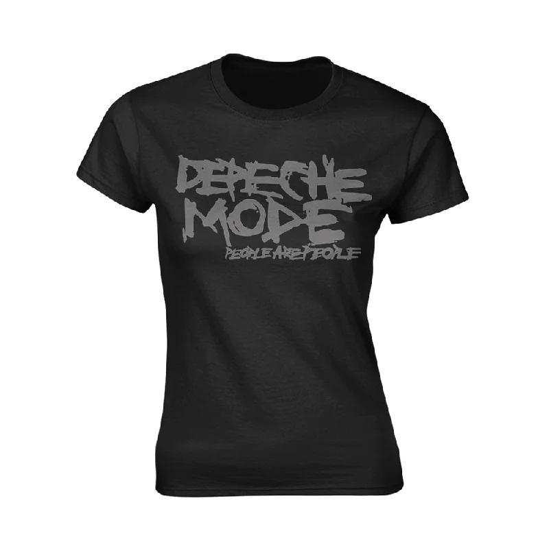 Depeche Mode Ladies T-shirt: People Are People Striped Floral Plaid