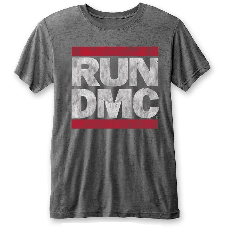 Run DMC Unisex Fashion T-Shirt: DMC Logo (Burn Out) Sequined Glittery Shiny