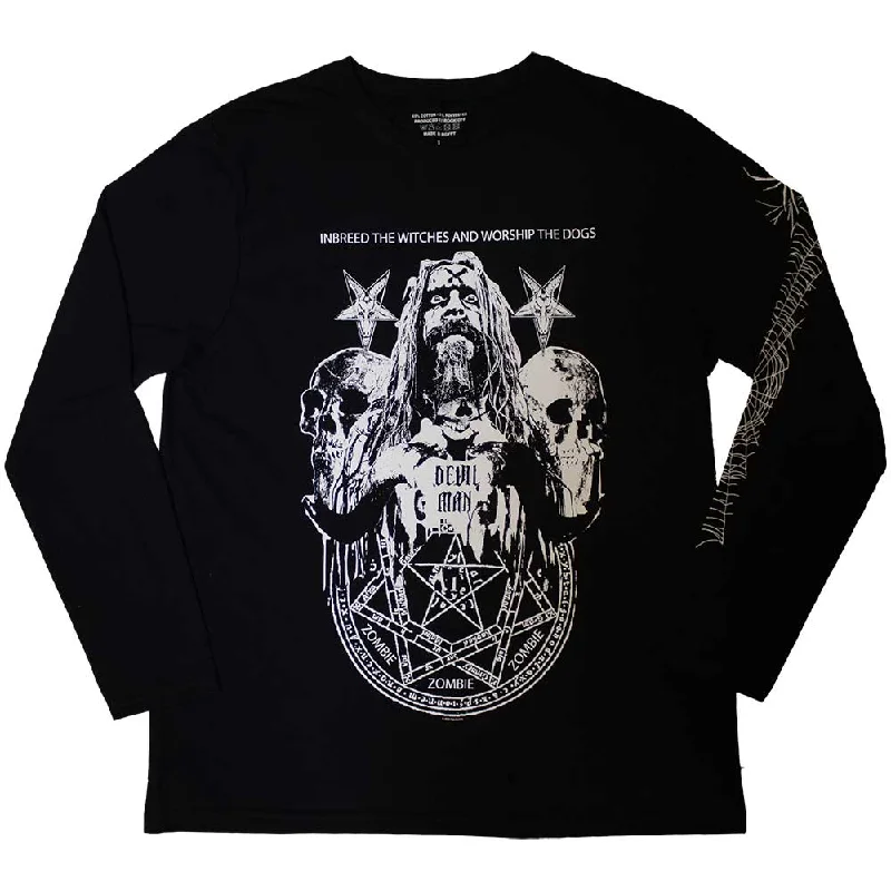 Rob Zombie| Official Band Long Sleeve T-Shirt | Devil Man (Sleeve Print) Cotton Fabric Linen Fabric Terry Fabric