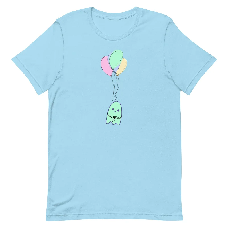 Sad Ghost Comic Balloon Flight Unisex t-shirt Solid Color Striped Floral