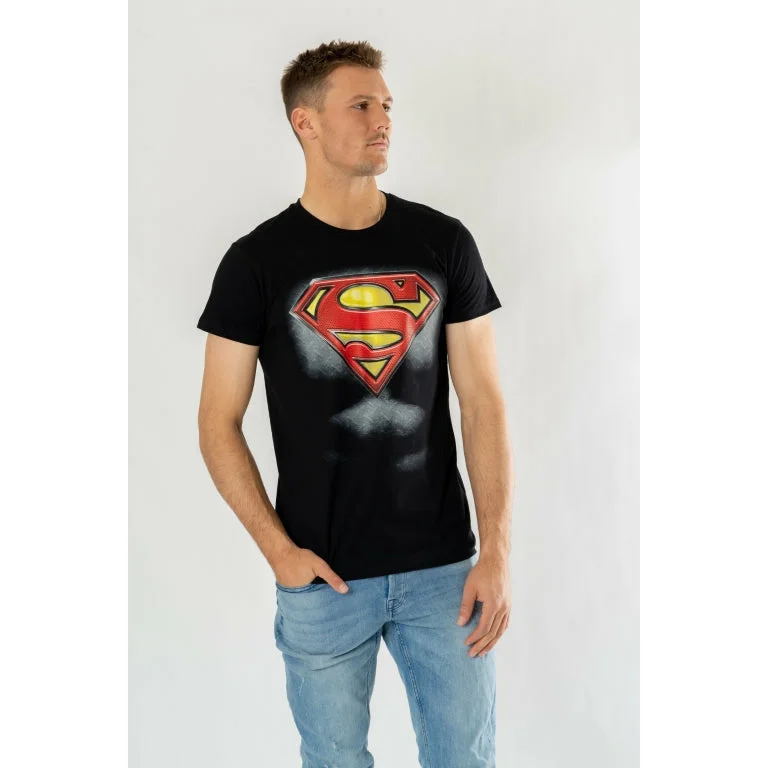 Superman Black Ripped T-Shirt DC Adult Seamless Knitted Crochet