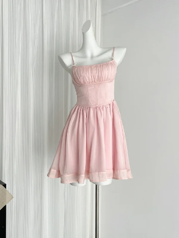 Sweetheart Flowing Skirt Pink Mini Dress Fashionable Party Mini Dress