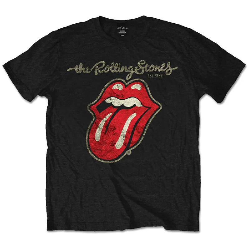 The Rolling Stones | Official Band T-Shirt | Plastered Tongue Silk Blend Satin Velvet